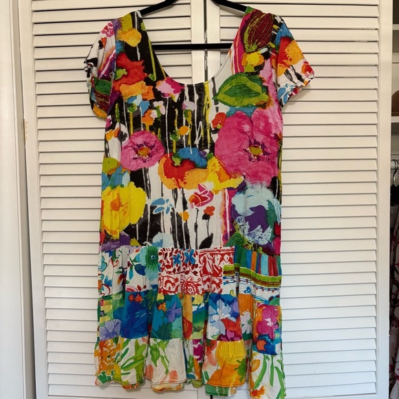 Jams World Pink and Blue Artistic Dress - Picture 3 of 3